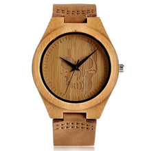 Load image into Gallery viewer, Novel Bamboo Watches Women Cattle/Deer/Skull/Robot Nature Wood Modern Wrist Quartz Watch Fashion Female Clock Leather Strap