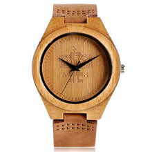 Load image into Gallery viewer, Novel Bamboo Watches Women Cattle/Deer/Skull/Robot Nature Wood Modern Wrist Quartz Watch Fashion Female Clock Leather Strap