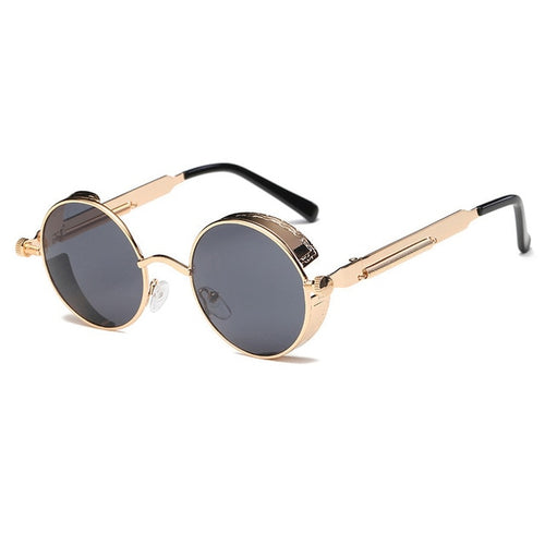 Unisex Metal Round Steampunk Sunglasses