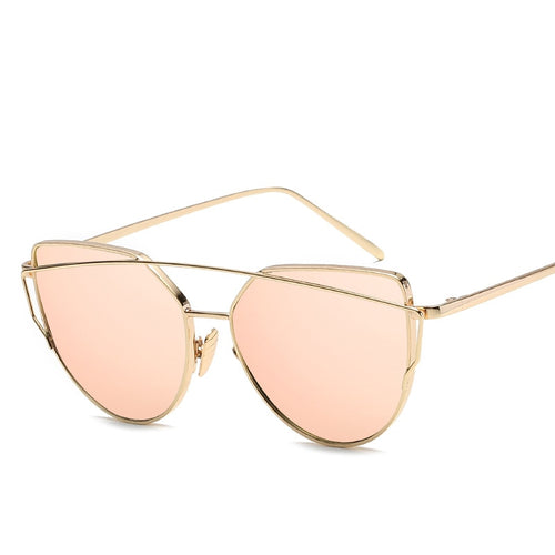 Female Gold Mirror Cat Eye Sunglasses