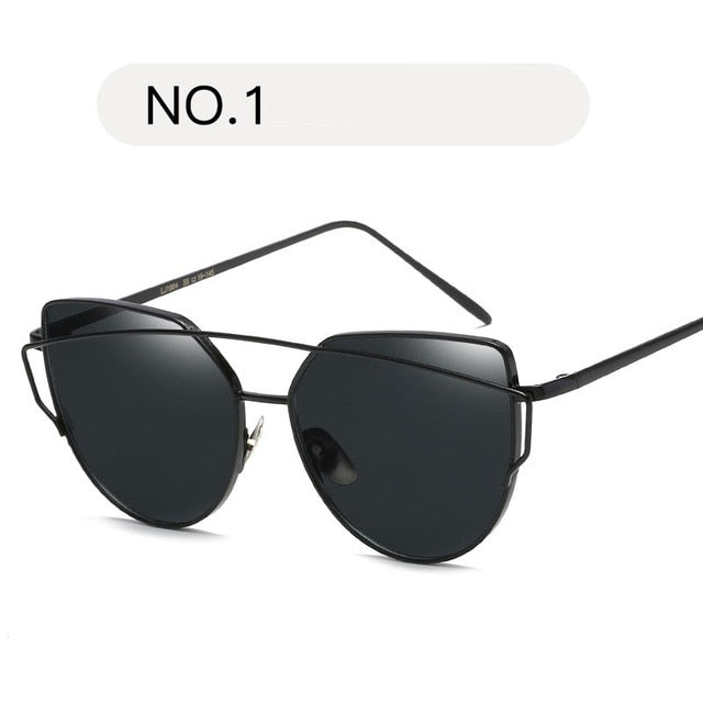 Female Gold Mirror Cat Eye Sunglasses