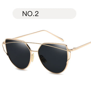 Female Gold Mirror Cat Eye Sunglasses
