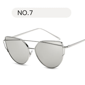 Female Gold Mirror Cat Eye Sunglasses