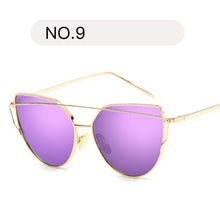 Load image into Gallery viewer, Female Gold Mirror Cat Eye Sunglasses