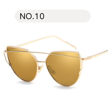 Load image into Gallery viewer, Female Gold Mirror Cat Eye Sunglasses
