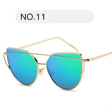 Load image into Gallery viewer, Female Gold Mirror Cat Eye Sunglasses