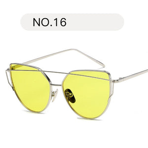 Female Gold Mirror Cat Eye Sunglasses
