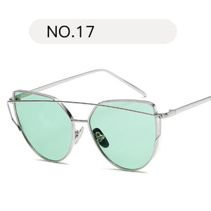 Female Gold Mirror Cat Eye Sunglasses