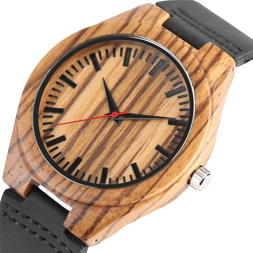 Male Balck Genuine Leather Band Watch