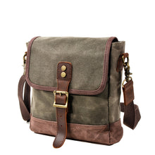 Load image into Gallery viewer, Olive Green Waxed Shoulder Bag