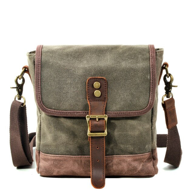 Olive Green Waxed Shoulder Bag